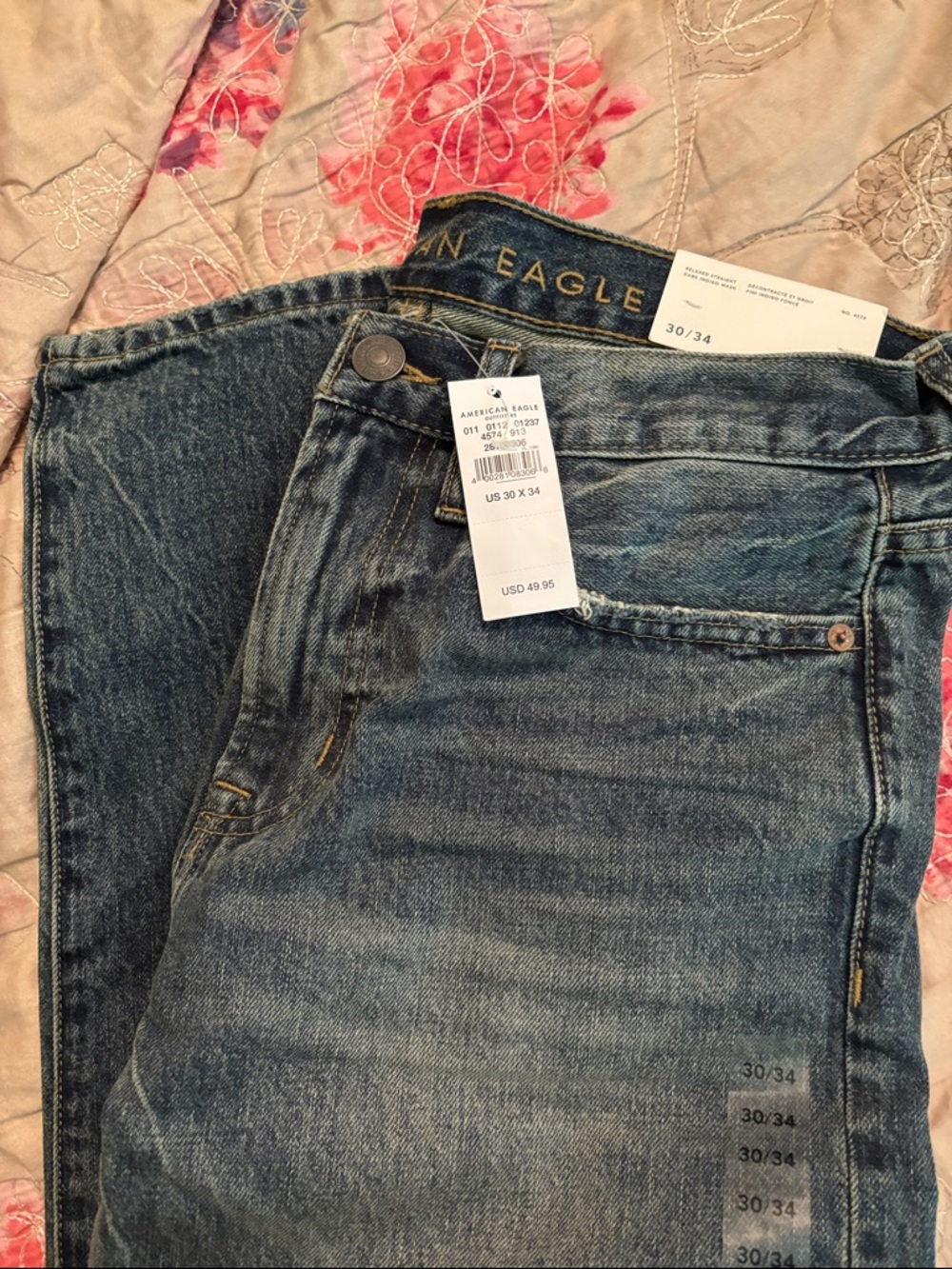 American Eagle Outfitters Blue Washed Straight Jeans 30/34